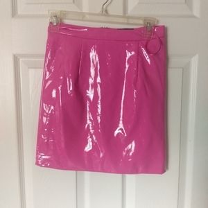 Pink patent leather mini-skirt